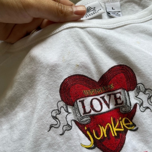 Vintage 90s Grunge Love Junkie Cropped Tank Top - Picture 2 of 4